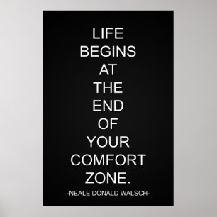 Het leven begint aan het einde van je comfort Zone Poster