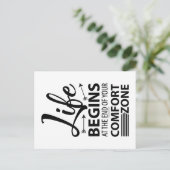Het leven begint aan het einde van je comfortzone  briefkaart (Staand voorkant)