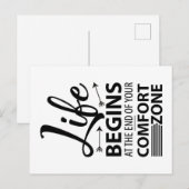 Het leven begint aan het einde van je comfortzone  briefkaart (Voorkant / Achterkant)