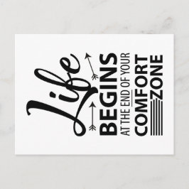 Het leven begint aan het einde van je comfortzone  briefkaart