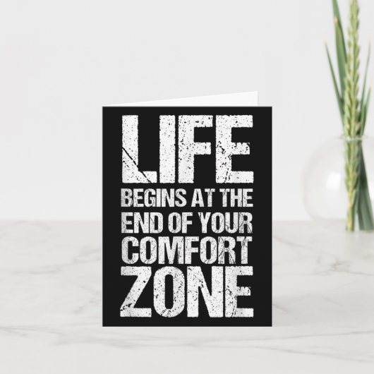 Het leven begint aan het einde van je comfortzone kaart (Voorkant)