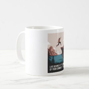 Het leven begint aan het einde van je comfortzone koffiemok
