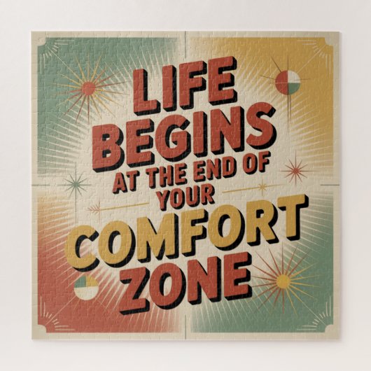 Het leven begint aan het einde van je comfortzone legpuzzel (Verticaal)
