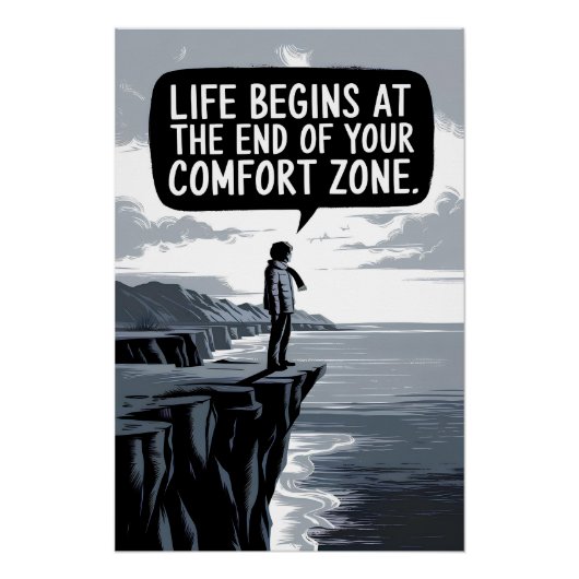Het leven begint aan het einde van je comfortzone perfect poster (Voorkant)