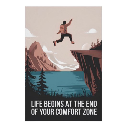 Het leven begint aan het einde van je comfortzone perfect poster (Voorkant)