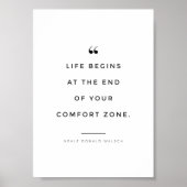 Het leven begint aan het einde van je comfortzone poster (Voorkant)