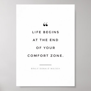 Het leven begint aan het einde van je comfortzone poster