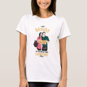 Het leven begint aan het einde van kamperen en avo t-shirt