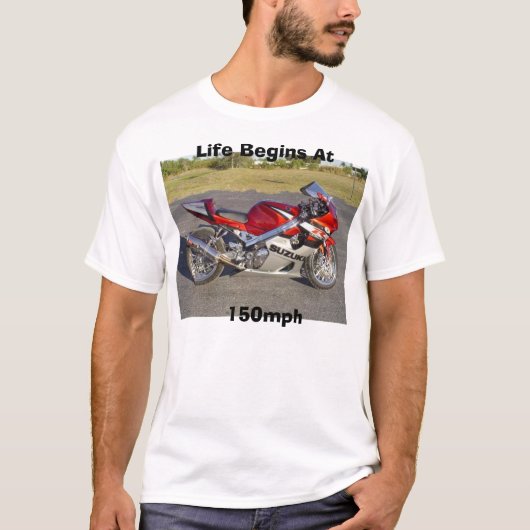 Het leven begint bij 150 km/u T-shirt (Voorkant)