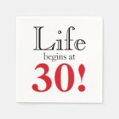 Het leven begint bij 30 kersenrode en zwarte coole servet (Voorkant)