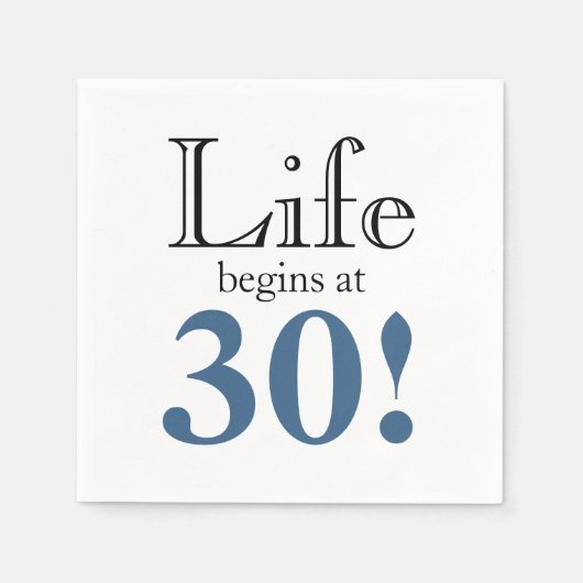 Het leven begint bij 30 retro leisteen blauw zwart servet (Voorkant)
