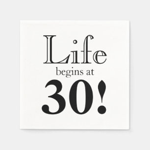 Het leven begint bij 30 retro zwarte grafische doo servet