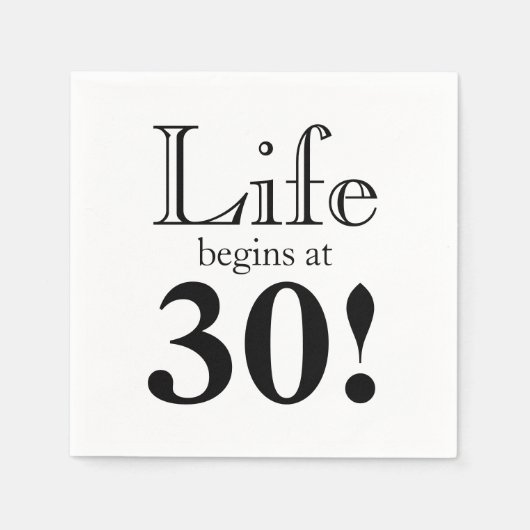 Het leven begint bij 30 retro zwarte grafische doo servet (Voorkant)