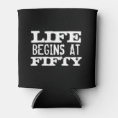 Het leven begint bij 50 grappige 50ste Verjaardag Blikjeskoeler (Voorkant)
