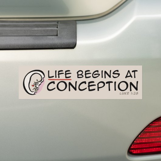 Het leven begint bij de conceptie bumpersticker (Op auto)