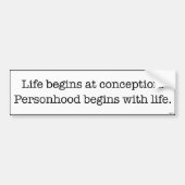 Het leven begint bij de conceptie bumpersticker (Voorkant)