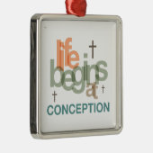 Het leven begint bij de conceptie metalen ornament (Rechts)