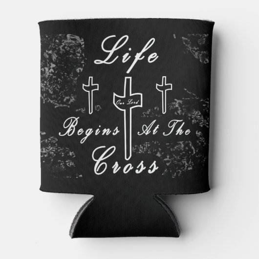 Het leven begint bij het kruis blikjeskoeler (Voorkant)