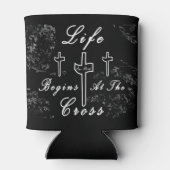 Het leven begint bij het kruis blikjeskoeler (Achterkant)