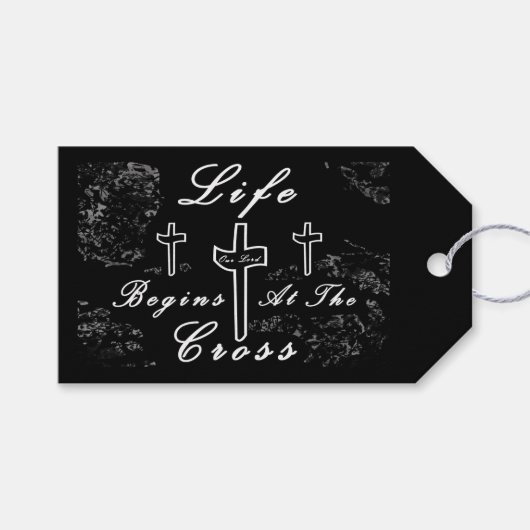 Het leven begint bij het kruis cadeaulabel (Voorkant (Horizontaal))