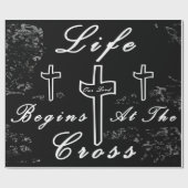 Het leven begint bij het kruis cadeaupapier (Vlak)