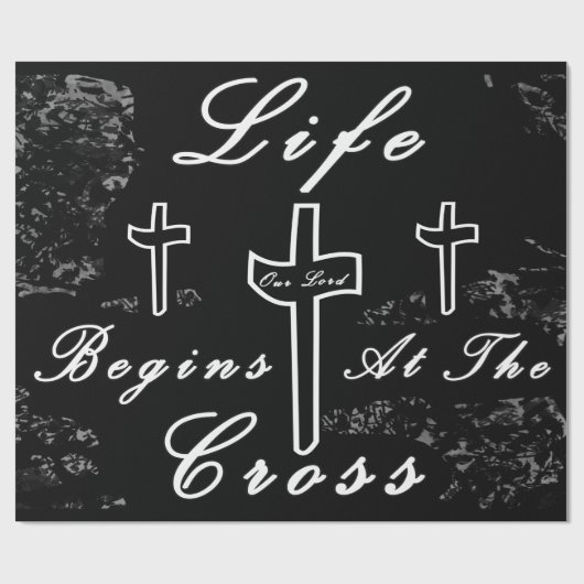 Het leven begint bij het kruis cadeaupapier (Vlak)