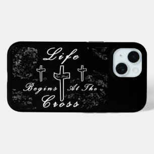 Het leven begint bij het kruis iPhone 15 case