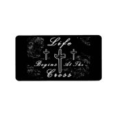 Het leven begint bij het kruis etiket (Voorkant)