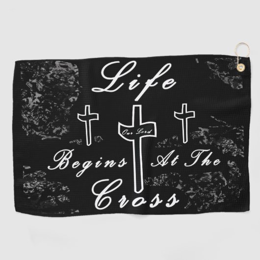 Het leven begint bij het kruis golfhanddoek (Horizontaal)