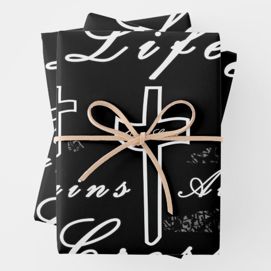 Het leven begint bij het kruis inpakpapier vel (In situ)