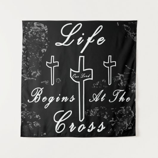 Het leven begint bij het kruis wandkleed (Voorkant (horizontaal))