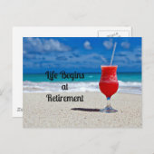 Het leven begint bij Pensioen - de Koude Drink op Briefkaart (Voorkant / Achterkant)