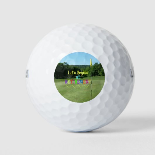 Het leven begint bij Pensioen-het spelen Golf Golfballen (Voorkant)