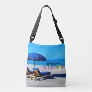 Het leven begint bij pensionering crossbody tas