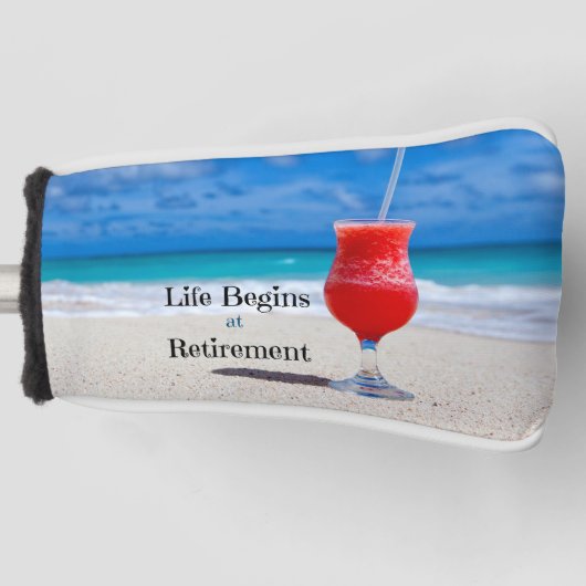 Het leven begint bij pensionering golfheadcover (Voorkant)
