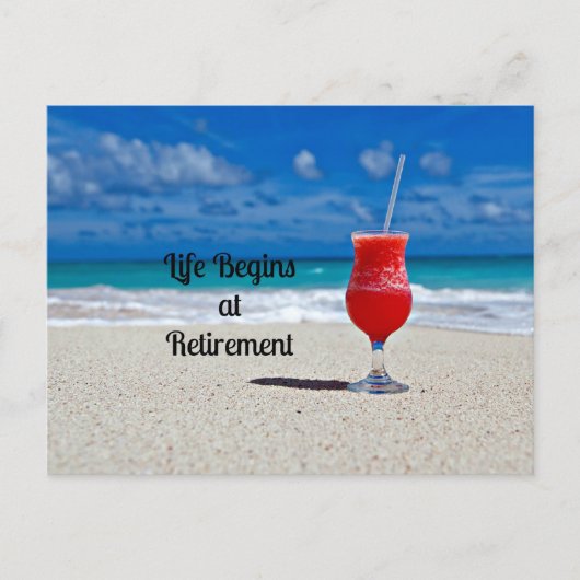 Het leven begint bij pensionering - Koude drank op Briefkaart (Voorkant)