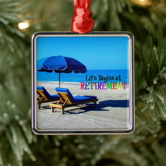 Het leven begint bij pensionering metalen ornament (Boom)