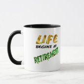 Het leven begint bij pensionering mok (Links)