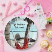 Het leven begint bij pensionering - papieren bordje (Feest)