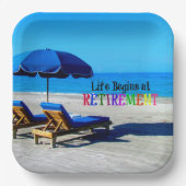 Het leven begint bij pensionering papieren bordje (Voorkant)
