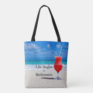 Het leven begint bij pensionering tote bag