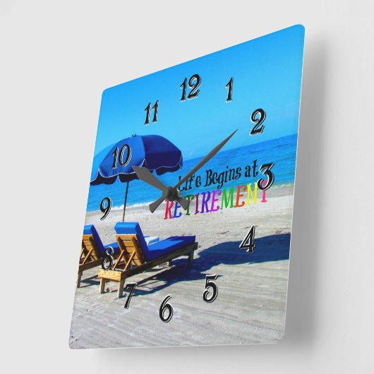 Het leven begint bij pensionering vierkante klok (Hoek)