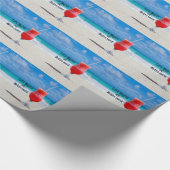 Het leven begint bij pensionering - zandstrand, zo cadeaupapier (Hoek)