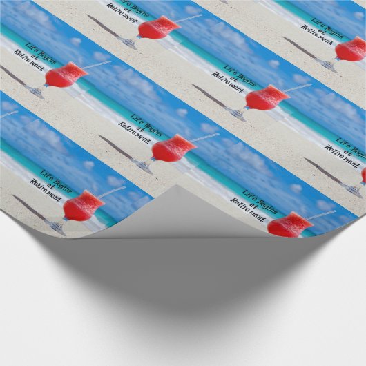 Het leven begint bij pensionering - zandstrand, zo cadeaupapier (Hoek)