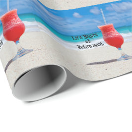 Het leven begint bij pensionering - zandstrand, zo cadeaupapier