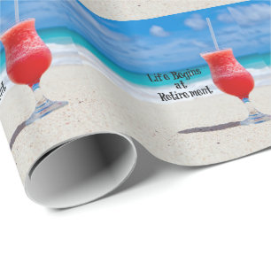 Het leven begint bij pensionering - zandstrand, zo cadeaupapier