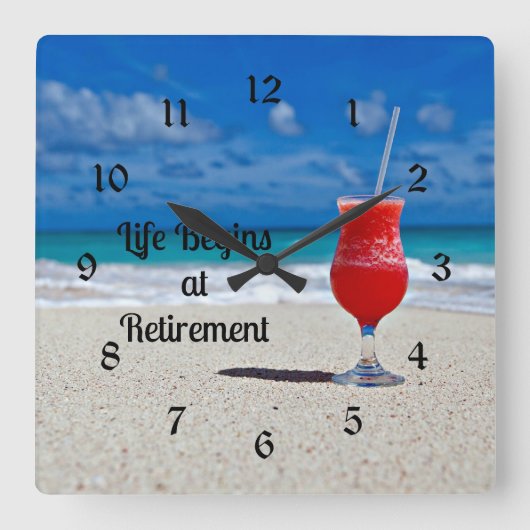 Het leven begint bij Retirement, vorstelijke drink Vierkante Klok (Voorkant)