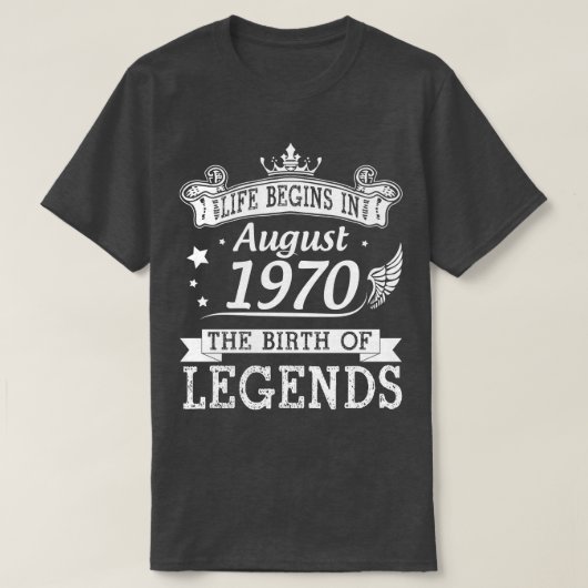Het leven begint in augustus 1970 De geboorte van  T-shirt (Design voorkant)