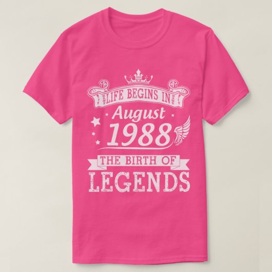 Het leven begint in augustus 1988 De geboorte van  T-shirt (Design voorkant)