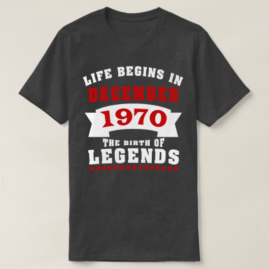 Het leven begint in december 1970. t-shirt (Design voorkant)